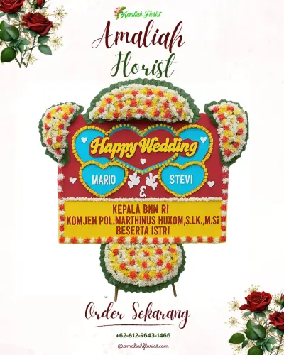 Karangan Papan Bunga Pernikahan di Simbangkulon